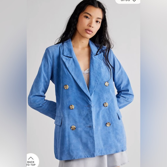 NWT Free People X Blank NYC Real Suede Blazer in Riviera Blue - Size XS - Picture 1 of 6